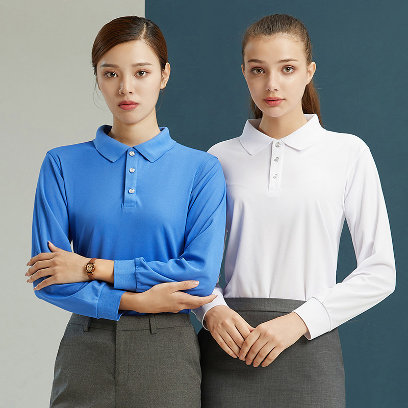 定制长袖翻领logo公司团体工作服 北集T恤印制