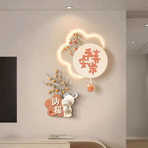 中古风电视背景墙挂画2025新款入户玄关装饰画创意客厅沙发壁灯画-图1