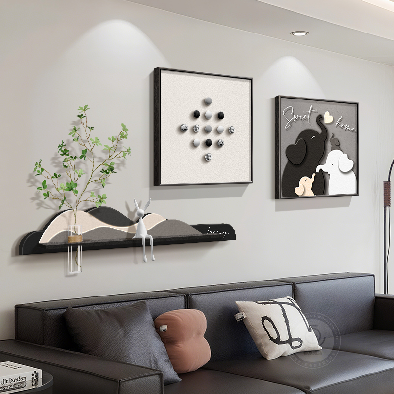 现代简约大象客厅装饰画立体沙发背景墙挂画水培绿植餐厅组合壁画 - 图1