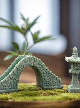 鱼缸盆栽植物生态池微景观园林绿化小摆件桌面桥人物人造石桥小石