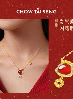 【生日礼物】周大生红玛瑙马项链