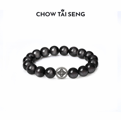 【生日礼物】周大生黑曜石手串男