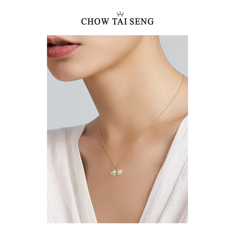 周大生银项链s925小温暖珍珠锁骨链 周大生饰品项链