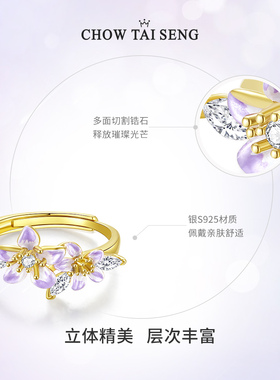 【生日礼物】周大生紫藤花纯银女