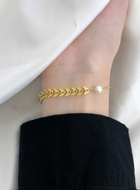 S925纯银小众设计麦穗手链女