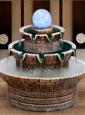 八方来财开业贺礼桌面假山流水