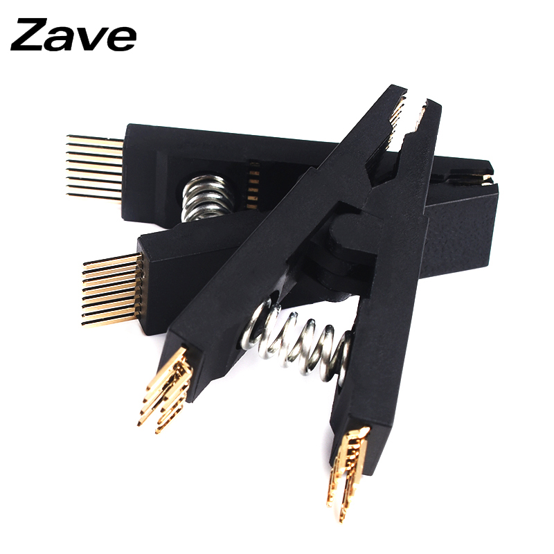 SOP8免拆芯片烧录夹SOP16宽窄通用贴片测试夹BIOS芯片烧写直/弯针 - 图1