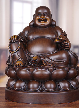 实木雕大肚弥勒佛摆件招财
