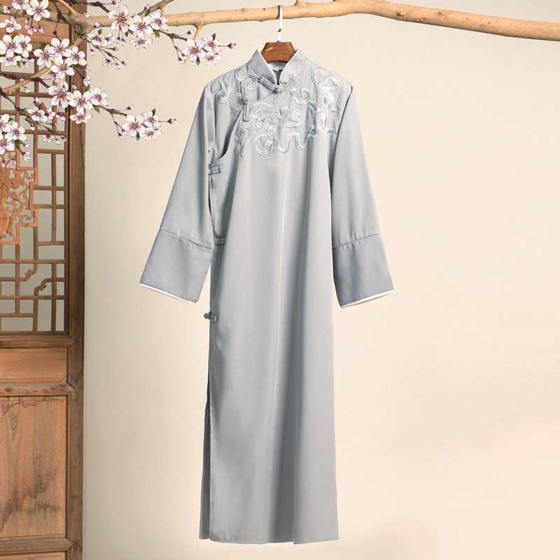 相声服刺绣大褂中式长袍中国风唐装五四青年学生装评书年会演出服,淘宝优惠券,粉丝福利购,淘宝优惠卷