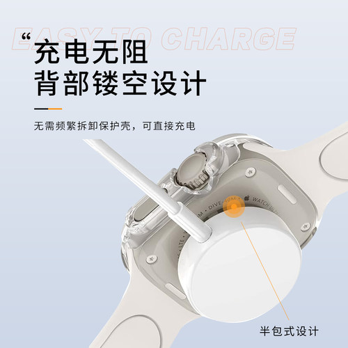 适用applewatch S8 ultra保护壳星光色49MM原机色新款苹果手表S8ultra保护壳PC硬壳透明色保护套精准孔位 - 图2