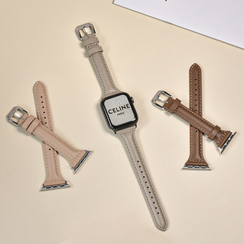 ProBefit适用applewatch小蛮腰皮质表带iwatchS11/9复古纤细皮表带S10苹果手表SE 8/7/6/5/4代真皮表带女秋冬 - 图2