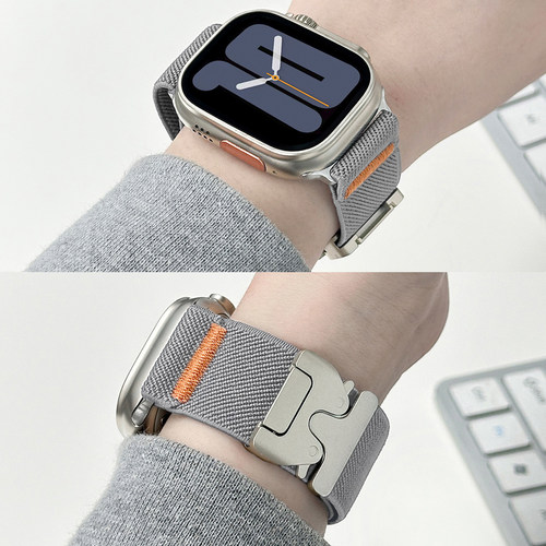 适用applewatchS11新款降落伞扣工装表带iWatchS10弹力针织回环苹果手表9/8/se/Ultra尼龙透气男女运动腕带夏 - 图0