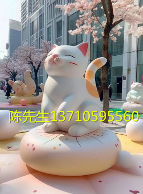 美陈定制卡通猫咪公仔雕塑玻璃钢
