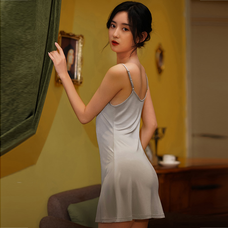 兰精莫代尔带胸垫打底睡裙夏季性感 悦琼睡裙