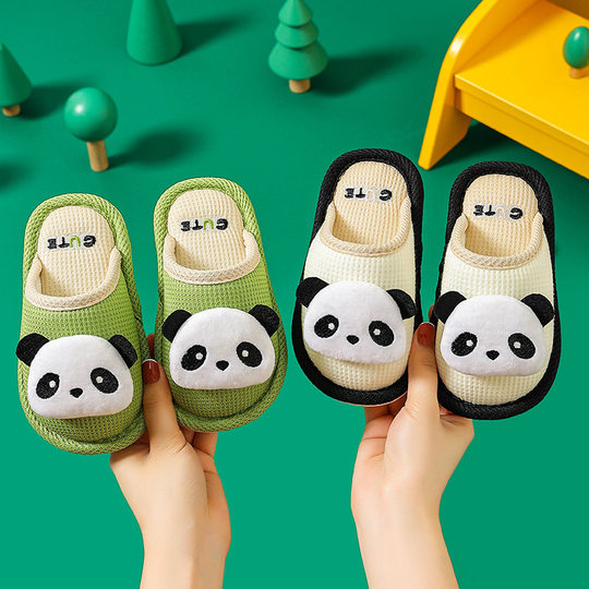 Cartoon children's autumn and winter linen slippers