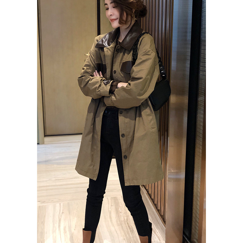 时尚英伦女中长款潮欧货秋冬装风衣 秋寸风衣