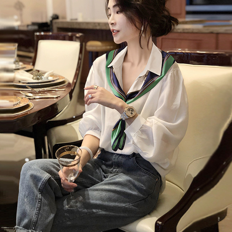 系带气质减龄洋气设计感小衫女衬衫 秋寸衬衫