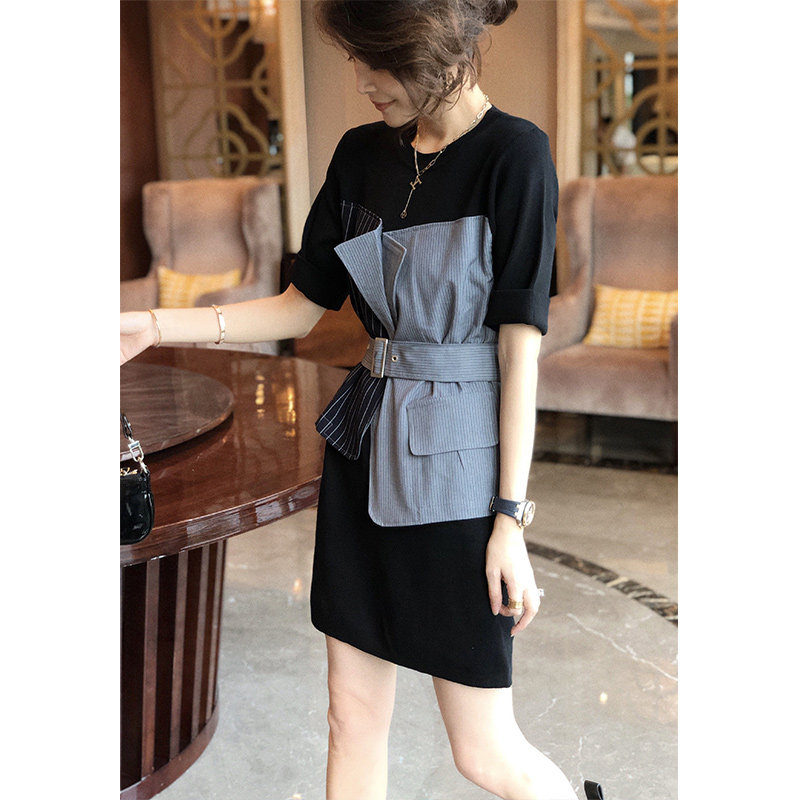 设计感轻熟风西装女气质收腰连衣裙 秋寸连衣裙