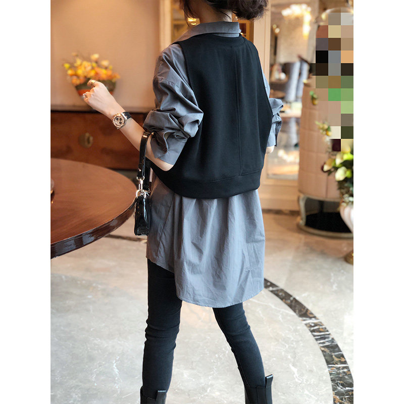 设计感小众上衣两件套长袖宽松衬衫 秋寸衬衫