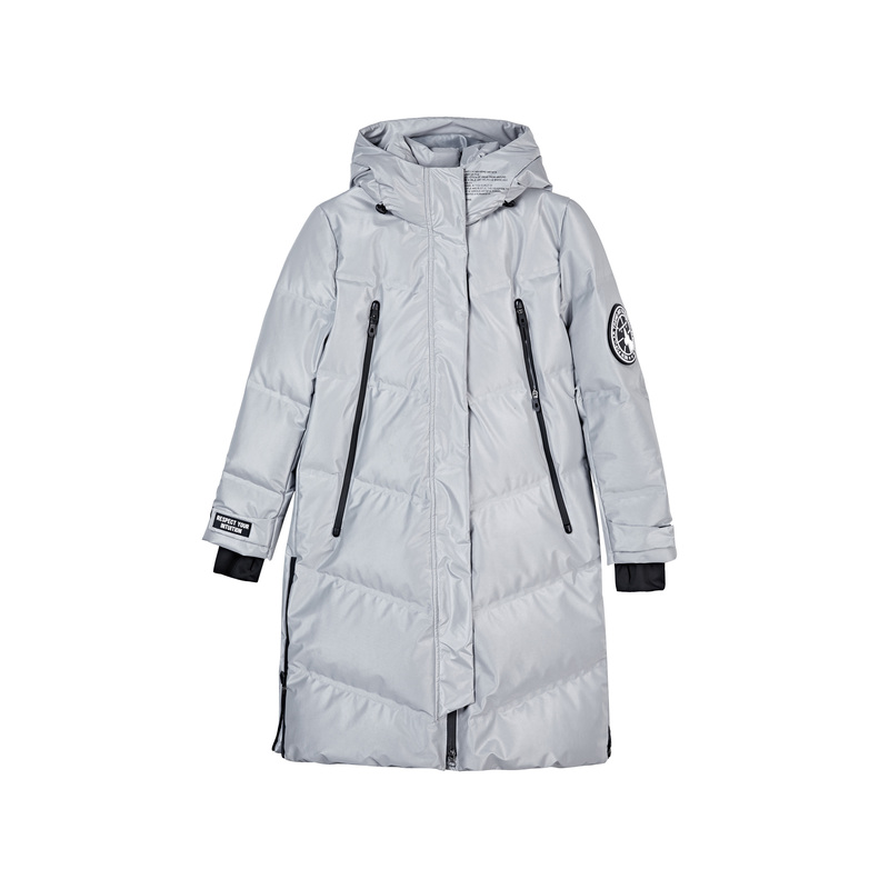 S·DEER圣迪奥高领连帽字母胶印光面长款羽绒服S20482403 - 图3