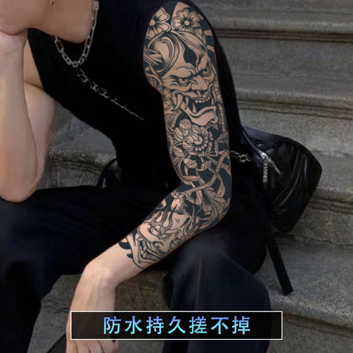 花臂半永久草本纹身贴男防水持久仿真不反光刺青手部全臂高端贴纸 - 图1