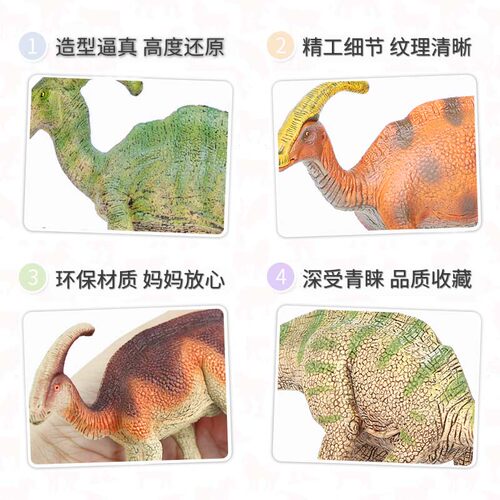 仿真侏罗纪恐龙玩具动物模型副栉龙 似栉龙实心儿童男孩科教礼物 - 图2