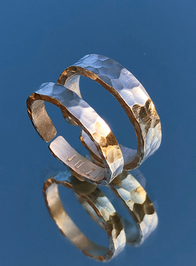 情侣纯银简约水波纹对戒百搭