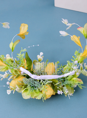 古风绢花发饰新中式盘发插梳