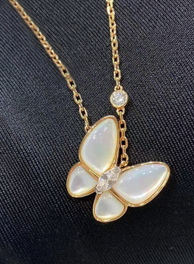 蝴蝶贝母项链女S925纯银2025新款