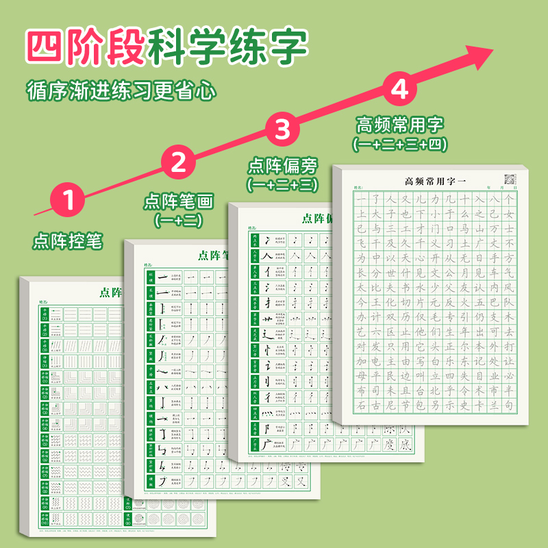 1-6年级控笔训练字帖小学生点阵笔画笔顺练字帖幼小衔接练字本硬笔书法偏旁部首初学者入门套装专用儿童幼儿园每日一练一年级练习-图1