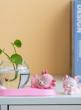 绿萝水培花盆花瓶透明玻璃插花花器客厅办公桌装饰品家居卡通摆件