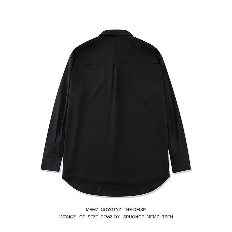 美式韩版潮牌纯色长袖衬衫oversize宽松项链垂感小众衬衣男高级感