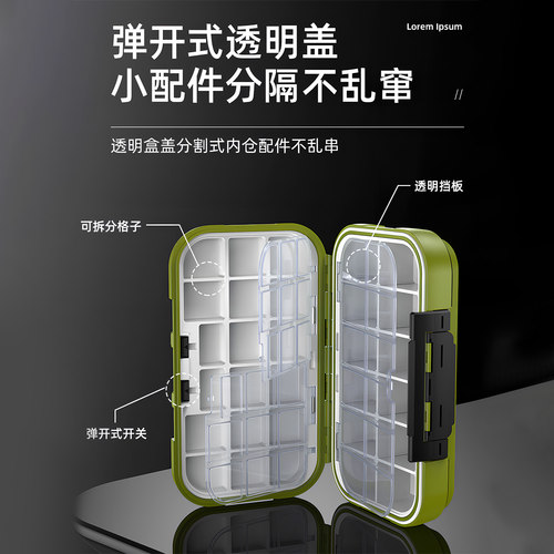 钓鱼配件收纳盒工具渔具专用配件盒鱼钩饵小零件多功能防水路亚盒 - 图3