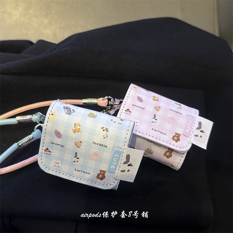 ins可爱卡通格纹小动物适用于华为freebuds5代6i蓝牙耳机壳se2保护套pro3代4代,淘宝优惠券,粉丝福利购,淘宝优惠卷