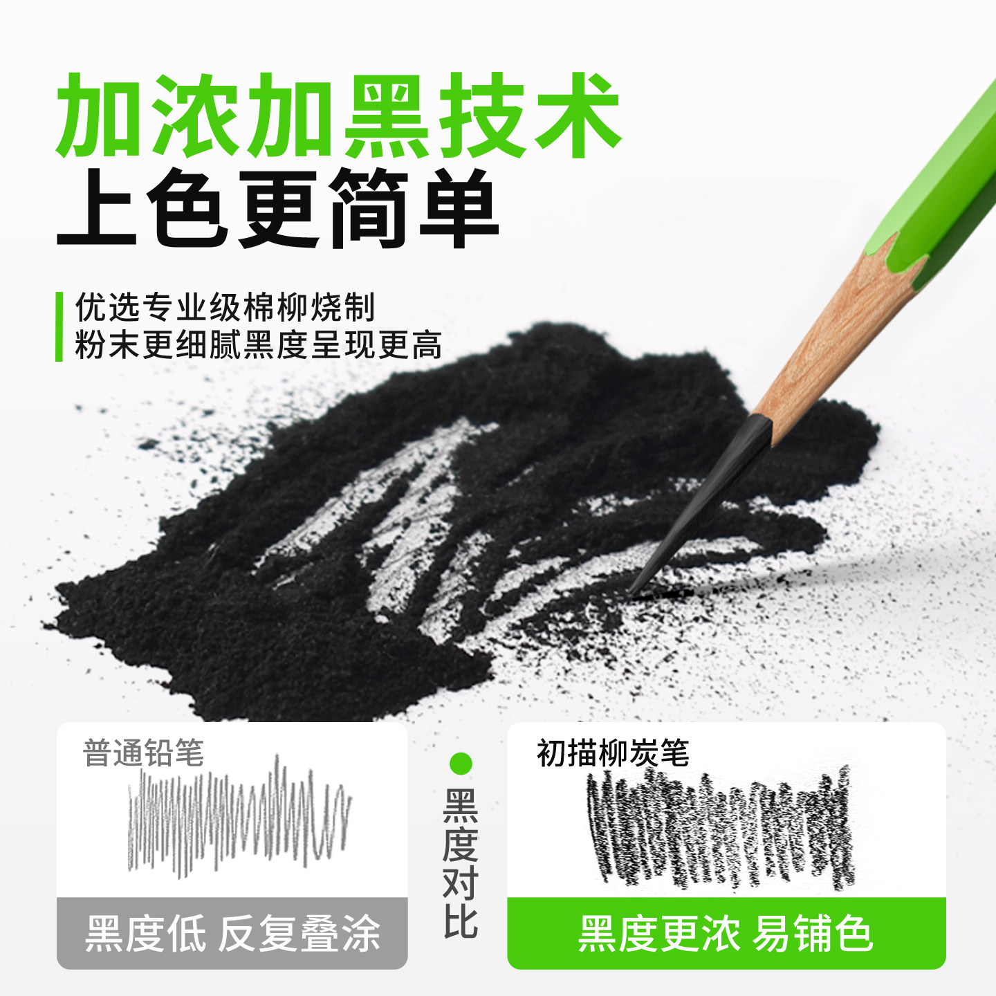 初描一路绿灯柳炭笔碳笔套装美术生专用素描笔绘画软碳笔铅笔碳铅速写笔中碳软中硬工具软炭碳素官方旗舰店,淘宝优惠券,粉丝福利购,淘宝优惠卷