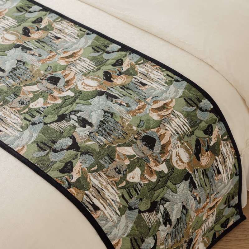 雅梵林法式中古风床尾巾复古高档轻奢民宿酒店绿色森林床旗床盖,淘宝优惠券,粉丝福利购,淘宝优惠卷