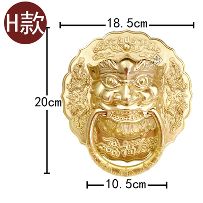 壁挂铜木门建房老虎头铜色鼻子大气门拉手仿古别墅大门款式乡村 - 图0