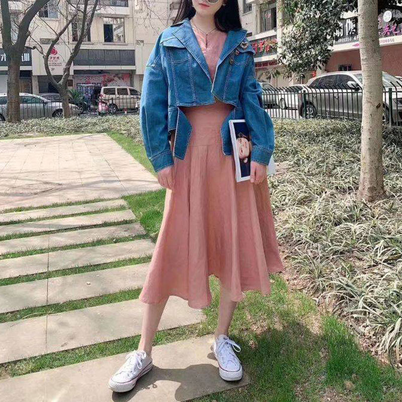 2020 v领短袖长裙 新颖阿玛施正连衣裙