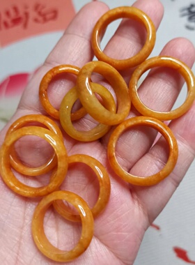 天然翡翠吊坠戒圈烧黄翡戒指