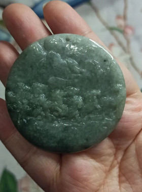 天然翡翠吊坠生肖马牌八骏图