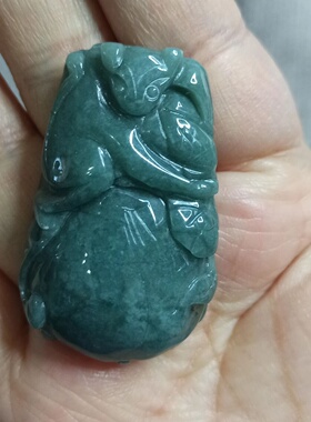 翡翠吊坠危料如意福寿猴子献寿
