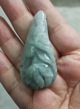天然翡翠吊坠A货蝶恋花玉兰