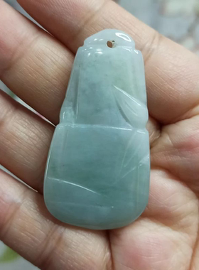 天然翡翠竹节吊坠紫翡飘绿