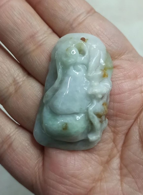 天然翡翠吊坠雕刻件手把件蝙蝠