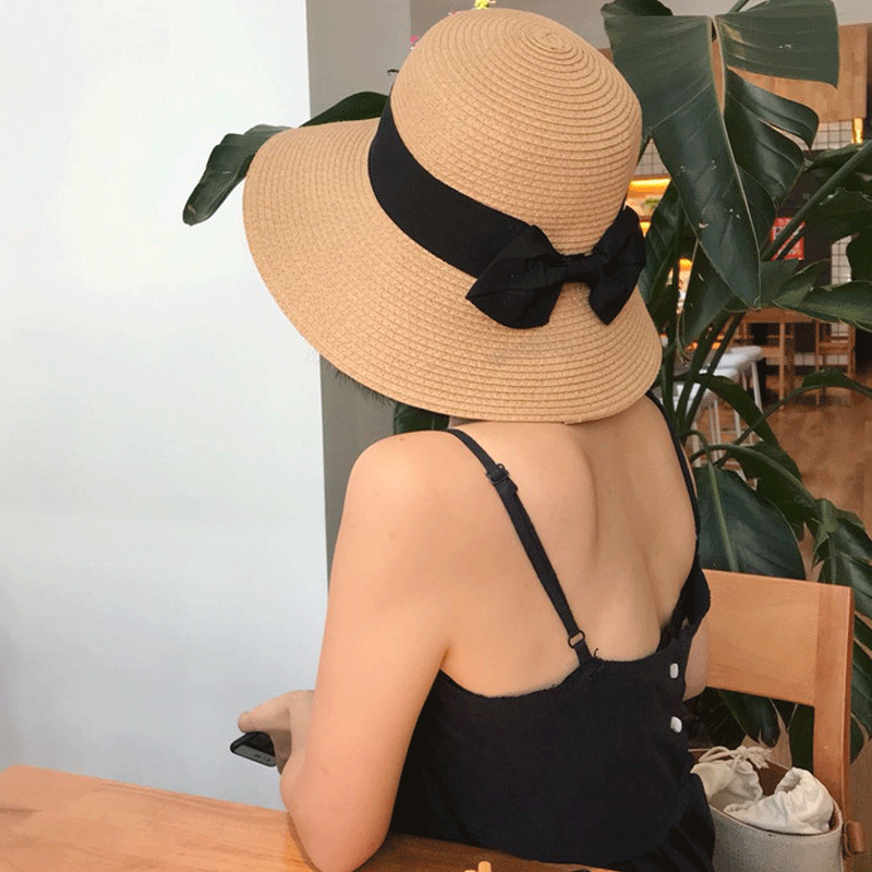 夏季防晒海边度假大沿沙滩明星草帽 欧式起义T恤