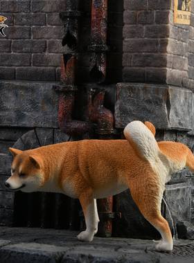 半蹲柴犬拉屎柴创意手办车载摆件