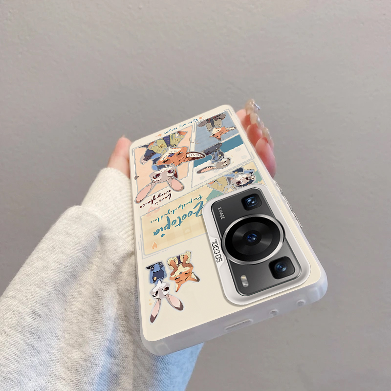 适用华为p60手机壳尼克和朱迪漫画磨砂彩银华为P60PRO高级感创意简约P60硅胶防摔新款保护套 - 图3