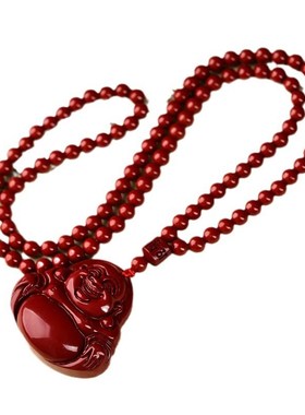 朱砂吊坠紫金砂弥勒佛大肚佛8颗珠链项链挂件吊坠低含量