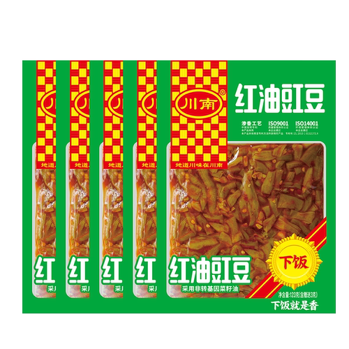 川南下饭菜123g*10袋装四川爽口下饭菜黄花什锦麻辣三丝红油豇豆 - 图1