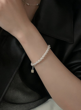 女纯银简约圆珠链条手链